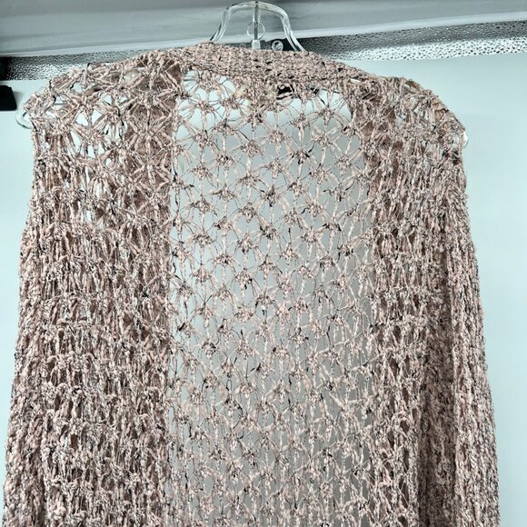 POL Womens Open Crochet Cardigan Open Front Blush/Multi Size Large - Picture 6 of 9